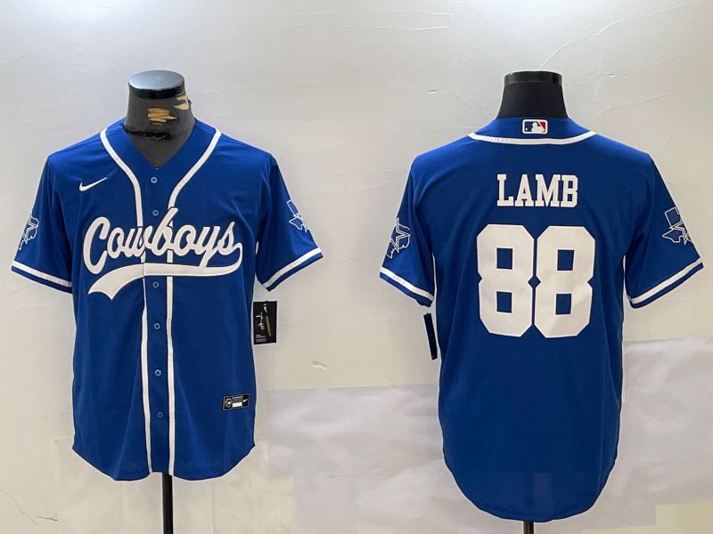 Men Dallas Cowboys #88 Lamb Blue Joint Name 2024 Nike Limited NFL Jersey style 9305